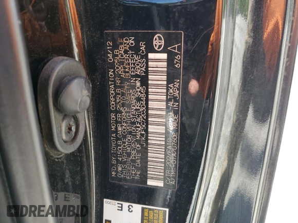 2012 Scion tC z VIN JTKJF5C72C3044845, wystawiony jako Copart lot #57863765 z przebiegiem 220 967 mil mil oraz Szkoda całkowita • Salvage title. Historia ofert i sprzedaży dostępna na DreamBid. Obrazek 12.