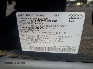 2021 Audi e-tron Sportback Prestige z VIN WA13ABGE7MB040149, wystawiony jako Copart lot #89213745 z przebiegiem 13 496 mil mil oraz Szkody całkowita. Historia ofert i sprzedaży dostępna na DreamBid. Obrazek 13.