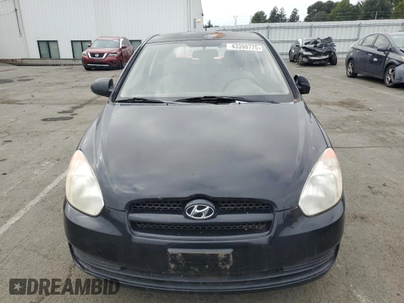 2007 Hyundai Accent GS with VIN KMHCM36C47U039595, listed as a Copart auction lot 43399775 with 107,882 mi miles and Salvage title. Bid and sale history available at DreamBid. Image 5.