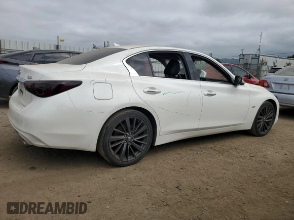 2019 Infiniti Q50 Luxe with VIN JN1EV7AP6KM516986, listed as a Copart auction lot 53080575 with Not provided miles and Salvage title. Bid and sale history available at DreamBid. Image 3.