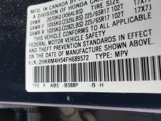 2015 Honda CR-V EX with VIN 2HKRM4H54FH689572, listed as a IAAI auction lot 41869219 with 66,188 mi miles and . Bid and sale history available at DreamBid. Image 9.