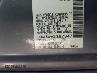 2016 Nissan Altima SR with VIN 1N4AL3APXGC197847, listed as a IAAI auction lot 41711136 with 130,826 mi miles and . Bid and sale history available at DreamBid. Image 9.
