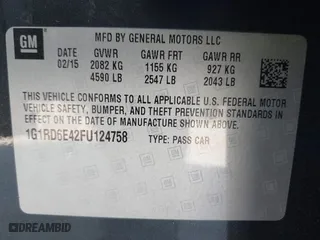 2015 Chevrolet Volt with VIN 1G1RD6E42FU124758, listed as a IAAI auction lot 41538151 with 312,986 mi miles. Bid and sale history available at carsss.com. Image 9.
