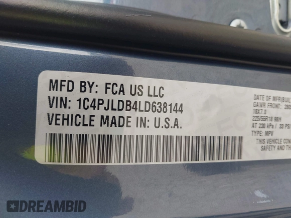 2020 Jeep Cherokee Limited с VIN 1C4PJLDB4LD638144, выставлен на аукционе IAAI как лот 42650099 с пробегом 98 678 миль миль и . История ставок и продаж доступна на DreamBid. Изображение 9.