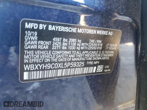 2020 BMW X2 sDrive28i z VIN WBXYH9C0XL5P59325, wystawiony jako Copart lot #51863555 z przebiegiem 49 551 mil mil oraz Szkoda całkowita • Salvage title. Historia ofert i sprzedaży dostępna na DreamBid. Obrazek 16.