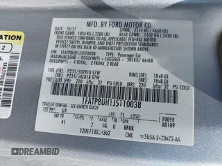 2018 Ford Mustang EcoBoost Premium с VIN 1FATP8UH1J5110038, выставлен на аукционе IAAI как лот 41978639 с пробегом 63 912 миль миль и . История ставок и продаж доступна на DreamBid. Изображение 9.