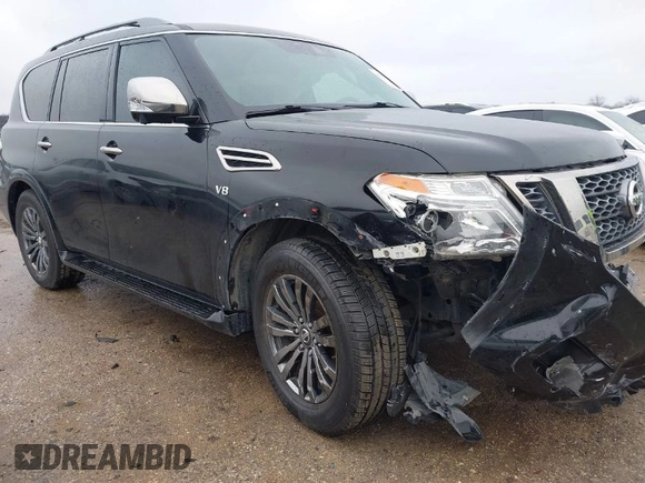 2019 Nissan Armada Platinum with VIN JN8AY2NEXK9756080, listed as a IAAI auction lot 41565485 with 58,521 mi miles. Bid and sale history available at carsss.com. Image 1.