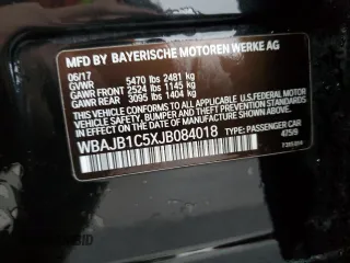 2018 BMW 5 Series 530e xDrive with VIN WBAJB1C5XJB084018, listed as a Copart auction lot 86277124 with 127,517 mi miles and Salvage Title. Bid and sale history available at carsss.com. Image 13.