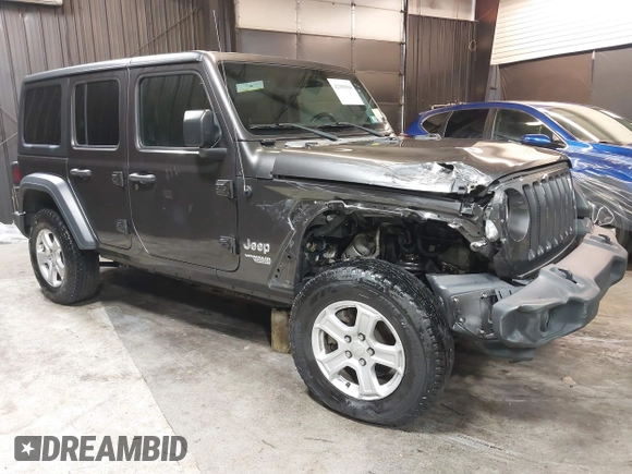 2018 Jeep Wrangler Unlimited Sport S with VIN 1C4HJXDG5JW126496, listed as a IAAI auction lot 42390584 with 163,476 mi miles and . Bid and sale history available at DreamBid. Image 6.
