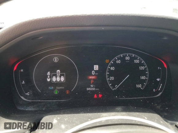 2021 Honda Accord Sport with VIN 1HGCV2F30MA023761, listed as a Copart auction lot 60331485 with 45,242 mi miles and Salvage title. Bid and sale history available at DreamBid. Image 9.