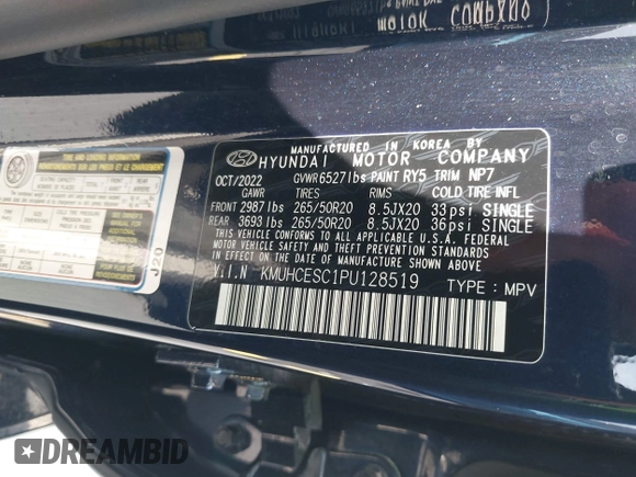 2023 Genesis GV80 with VIN KMUHCESC1PU128519, listed as a IAAI auction lot 42384545 with 32,388 mi miles and . Bid and sale history available at DreamBid. Image 9.