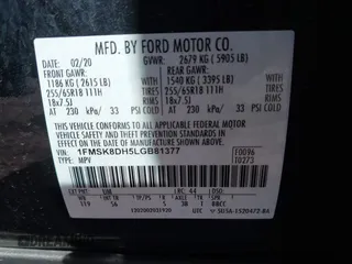 2020 Ford Explorer XLT with VIN 1FMSK8DH5LGB81377, listed as a IAAI auction lot 41908780 with 73,960 mi miles and . Bid and sale history available at carsss.com. Image 9.
