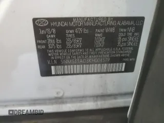 2019 Hyundai Santa Fe SEL z VIN 5NMS33AD3KH004579, wystawiony jako Copart lot #58251145 z przebiegiem 115 660 mil mil oraz Czysty tytuł • Clean title. Historia ofert i sprzedaży dostępna na DreamBid. Obrazek 13.
