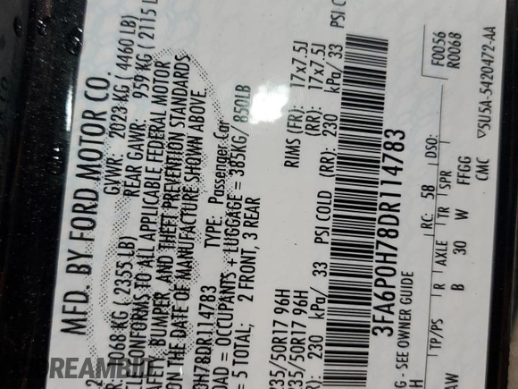 2013 Ford Fusion SE z VIN 3FA6P0H78DR114783, wystawiony jako Copart lot #60672085 z przebiegiem 121 369 mil mil oraz Szkoda całkowita • Salvage title. Historia ofert i sprzedaży dostępna na DreamBid. Obrazek 13.