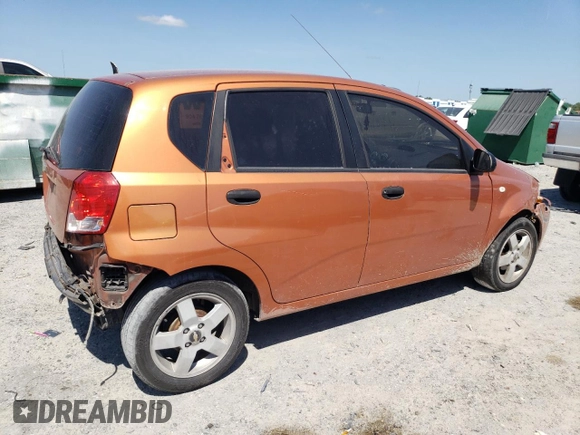 2006 Chevrolet Aveo LT with VIN KL1TG66636B667625, listed as a Copart auction lot 53377665 with 141,633 mi miles and Salvage title. Bid and sale history available at DreamBid. Image 3.