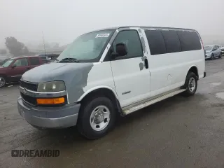 2003 Chevrolet Express Passenger with VIN 1GAHG35U131227037, listed as a Copart auction lot 85568344 with 248,121 mi miles and Salvage title. Bid and sale history available at DreamBid. Image 1.