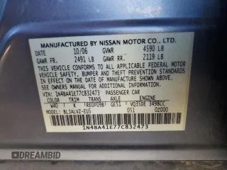 2007 Nissan Maxima 3.5 SL with VIN 1N4BA41E77C832473, listed as a Copart auction lot 44070835 with 0 mi miles and Clean Title. Bid and sale history available at carsss.com. Image 12.