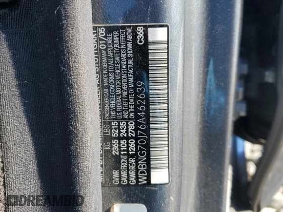 2006 Mercedes-Benz S-Class 4.3L with VIN WDBNG70J76A462639, listed as a Copart auction lot 41974475 with 0 mi miles and Salvage Title. Bid and sale history available at carsss.com. Image 12.