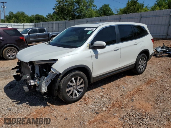 2021 Honda Pilot EX-L with VIN 5FNYF6H52MB096077, listed as a Copart auction lot 56970435 with 59,749 mi miles and Salvage title. Bid and sale history available at DreamBid. Image 1.