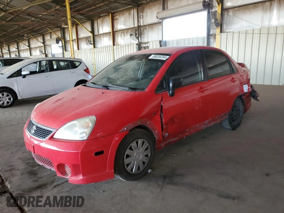 2005 Suzuki Aerio S z VIN JS2RA62S555256527, wystawiony jako Copart lot #86038284 z przebiegiem 135 296 mil mil oraz Szkoda całkowita • Salvage title. Historia ofert i sprzedaży dostępna na DreamBid. Obrazek 1.