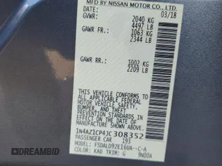 2018 Nissan LEAF SL with VIN 1N4AZ1CP4JC308352, listed as a Copart auction lot 89021515 with 44,902 mi miles and Clean Title. Bid and sale history available at DreamBid. Image 13.
