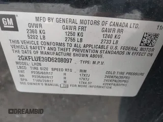 2013 GMC Terrain SLT z VIN 2GKFLUE39D6208097, wystawiony jako IAAI lot #42205930 z przebiegiem 125 638 mil mil oraz . Historia ofert i sprzedaży dostępna na DreamBid. Obrazek 9.