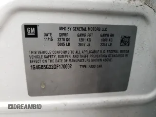 2016 Buick LaCrosse Leather with VIN 1G4GB5G32GF170692, listed as a Copart auction lot 50130155 with 109,576 mi miles and Salvage Title. Bid and sale history available at carsss.com. Image 12.