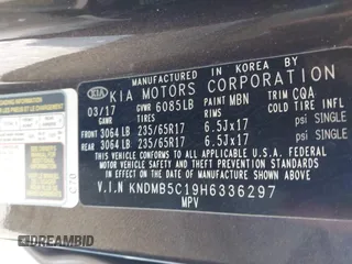 2017 Kia Sedona LX with VIN KNDMB5C19H6336297, listed as a IAAI auction lot 41396475 with Not Provided miles and . Bid and sale history available at DreamBid. Image 9.