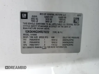 2017 Chevrolet Suburban LT z VIN 1GNSKHKC6HR278232, wystawiony jako Copart lot #57440745 z przebiegiem 121 712 mil mil oraz Szkoda całkowita • Salvage title. Historia ofert i sprzedaży dostępna na DreamBid. Obrazek 13.