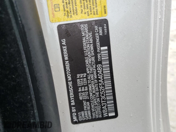 2015 BMW 4 Series 435i with VIN WBA3T3C52F5A40489, listed as a Copart auction lot 44708575 with Not Provided miles and Salvage Title. Bid and sale history available at carsss.com. Image 13.