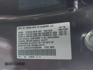 2020 Honda Odyssey EX-L with VIN 5FNRL6H74LB024598, listed as a IAAI auction lot 41689375 with 62,686 mi miles. Bid and sale history available at carsss.com. Image 9.
