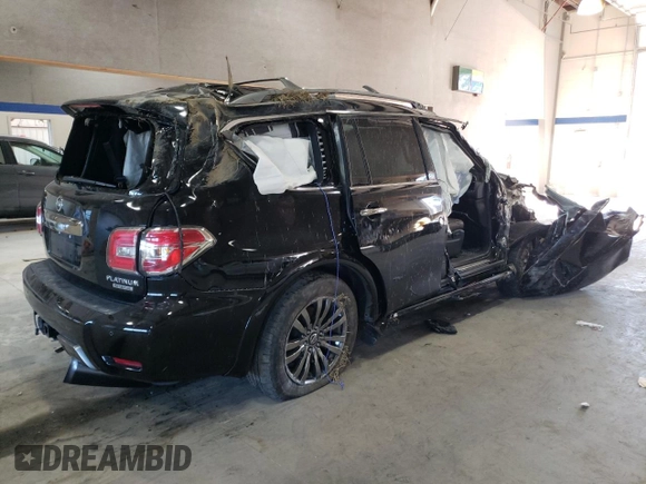 2019 Nissan Armada Platinum with VIN JN8AY2NE8K9757051, listed as a Copart auction lot 77629434 with Not Provided miles and Salvage Title. Bid and sale history available at carsss.com. Image 3.
