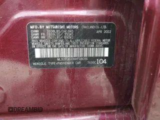 2022 Mitsubishi Mirage ES z VIN ML32FUFJ3NHF08086, wystawiony jako Copart lot #51950045 z przebiegiem 30 677 mil mil oraz Szkoda całkowita • Salvage title. Historia ofert i sprzedaży dostępna na DreamBid. Obrazek 12.