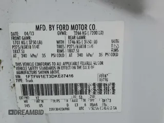 2013 Ford F-150 XL with VIN 1FTFW1ET3DKE87416, listed as a Copart auction lot 37086504 with 139,813 mi miles and Salvage Title. Bid and sale history available at carsss.com. Image 15.