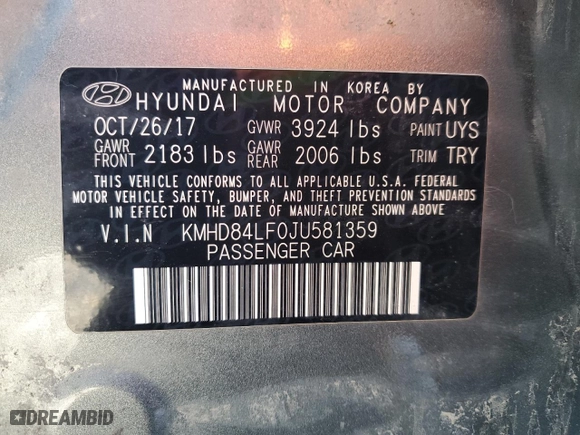 2018 Hyundai Elantra Value Edition with VIN KMHD84LF0JU581359, listed as a Copart auction lot 50033045 with 74,780 mi miles and Salvage Title. Bid and sale history available at carsss.com. Image 13.