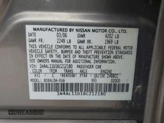 2006 Nissan Altima 2.5 S with VIN 1N4AL11D16C212180, listed as a IAAI auction lot 41707177 with 153,131 mi miles. Bid and sale history available at carsss.com. Image 9.