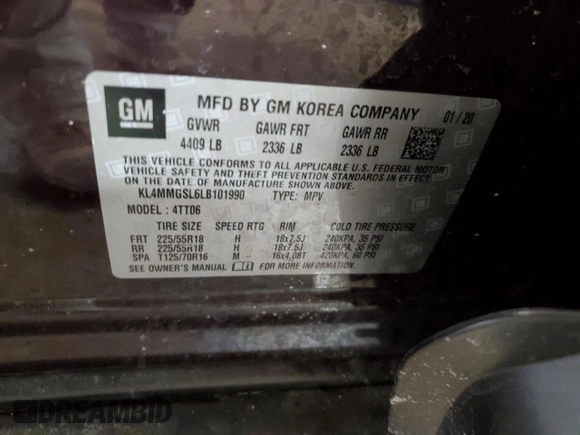 2020 Buick Encore GX Essence с VIN KL4MMGSL6LB101990, выставлен на аукционе Copart как лот 44363725 с пробегом 57 248 миль миль и Списание • Salvage title. История ставок и продаж доступна на DreamBid. Изображение 13.