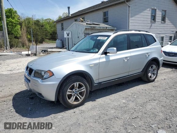 2006 BMW X3 3.0i with VIN WBXPA934X6WG81214, listed as a Copart auction lot 53454085 with 110,599 mi miles and Salvage Title. Bid and sale history available at DreamBid. Image 1.