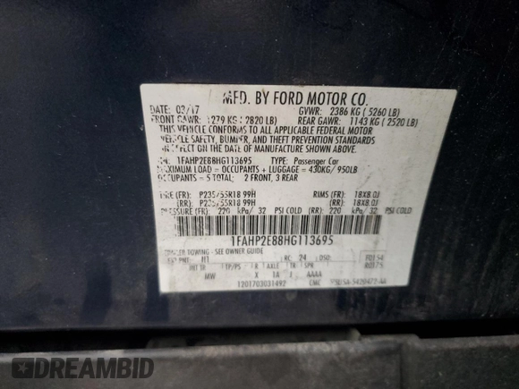 2017 Ford Taurus SEL with VIN 1FAHP2E88HG113695, listed as a Copart auction lot 83616024 with 158,463 mi miles and Clean Title. Bid and sale history available at DreamBid. Image 12.