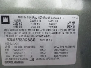 2015 Chevrolet Equinox LT z VIN 2GNALBEK5F6234840, wystawiony jako IAAI lot #42226036 z przebiegiem 92 669 mil mil oraz . Historia ofert i sprzedaży dostępna na DreamBid. Obrazek 9.