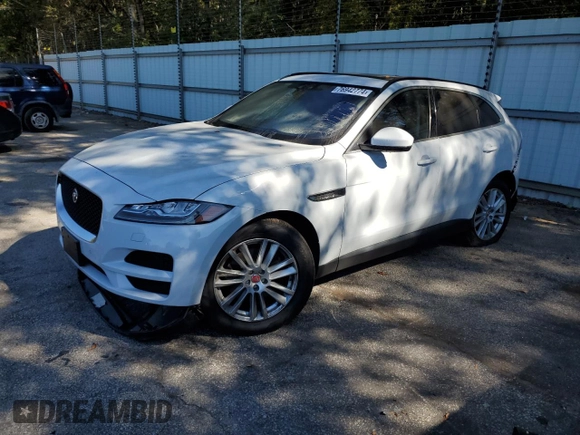 2018 Jaguar F-Pace 35t Prestige with VIN SADCK2EV7JA261102, listed as a Copart auction lot 76942774 with 58,955 mi miles and Salvage title. Bid and sale history available at DreamBid. Image 1.