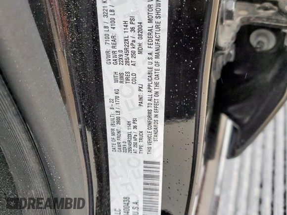 2022 Ram 1500 Limited with VIN 1C6SRFHTXNN400438, listed as a Copart auction lot 58592635 with 17,390 mi miles and Salvage title. Bid and sale history available at DreamBid. Image 12.