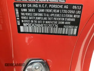 2014 Porsche Boxster с VIN WP0CA2A84ES120776, выставлен на аукционе Copart как лот 55260155 с пробегом 63 891 миль миль и Списание • Salvage title. История ставок и продаж доступна на DreamBid. Изображение 13.