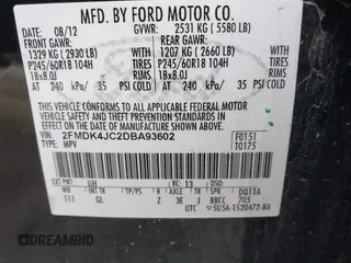 2013 Ford Edge SEL with VIN 2FMDK4JC2DBA93602, listed as a IAAI auction lot 40493894 with 141,790 mi miles. Bid and sale history available at carsss.com. Image 9.