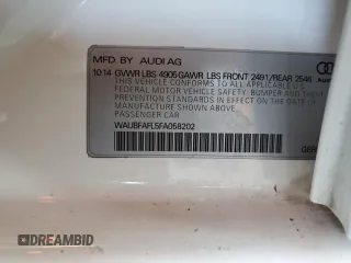 2015 Audi A4 Premium z VIN WAUBFAFL5FA058202, wystawiony jako Copart lot #57152655 z przebiegiem 105 224 mil mil oraz Szkoda całkowita • Salvage title. Historia ofert i sprzedaży dostępna na DreamBid. Obrazek 12.