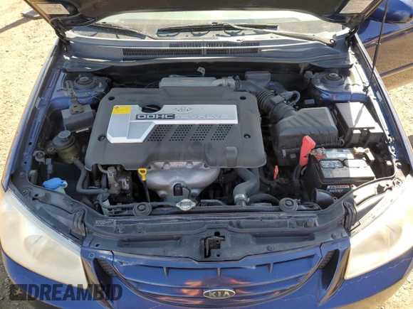 2006 Kia Spectra EX with VIN KNAFE121965253446, listed as a Copart auction lot 53084675 with 195,488 mi miles and Salvage Title. Bid and sale history available at DreamBid. Image 11.