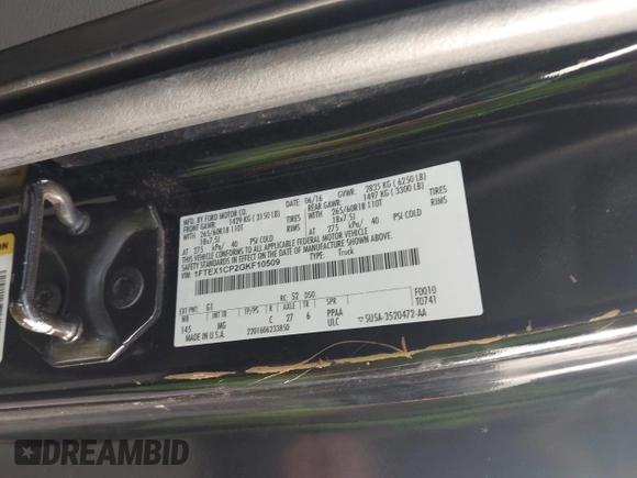 2016 Ford F-150 XL с VIN 1FTEX1CP2GKF10509, выставлен на аукционе IAAI как лот 42406612 с пробегом 111 956 миль миль и . История ставок и продаж доступна на DreamBid. Изображение 9.