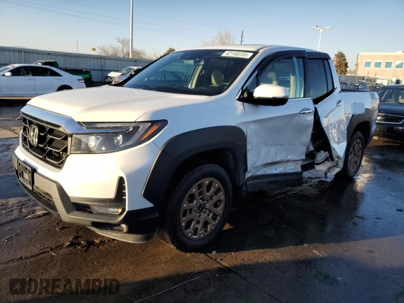 2021 Honda Ridgeline RTL-E with VIN 5FPYK3F74MB019684, listed as a Copart auction lot 42140235 with 31,223 mi miles and Salvage title. Bid and sale history available at DreamBid. Image 1.