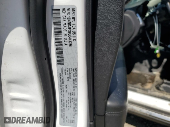 2020 Dodge Durango Pursuit z VIN 1C4RDJFG9LC443756, wystawiony jako Copart lot #50227675 z przebiegiem 53 581 mil mil oraz Szkoda całkowita • Salvage title. Historia ofert i sprzedaży dostępna na DreamBid. Obrazek 14.