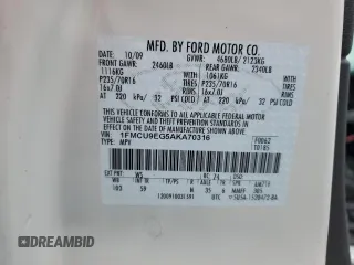 2010 Ford Escape Limited with VIN 1FMCU9EG5AKA70316, listed as a Copart auction lot 62413205 with 106,936 mi miles and Salvage title. Bid and sale history available at DreamBid. Image 14.